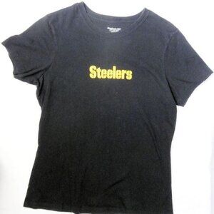 NFL Pittsburgh Steelers Black T-Shirt W/Rhinestones Size Large